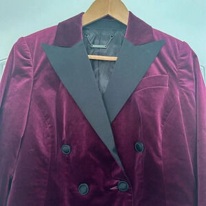 Trina Turk Burgundy/Black Velvet Blazer Sz Small (4-6)